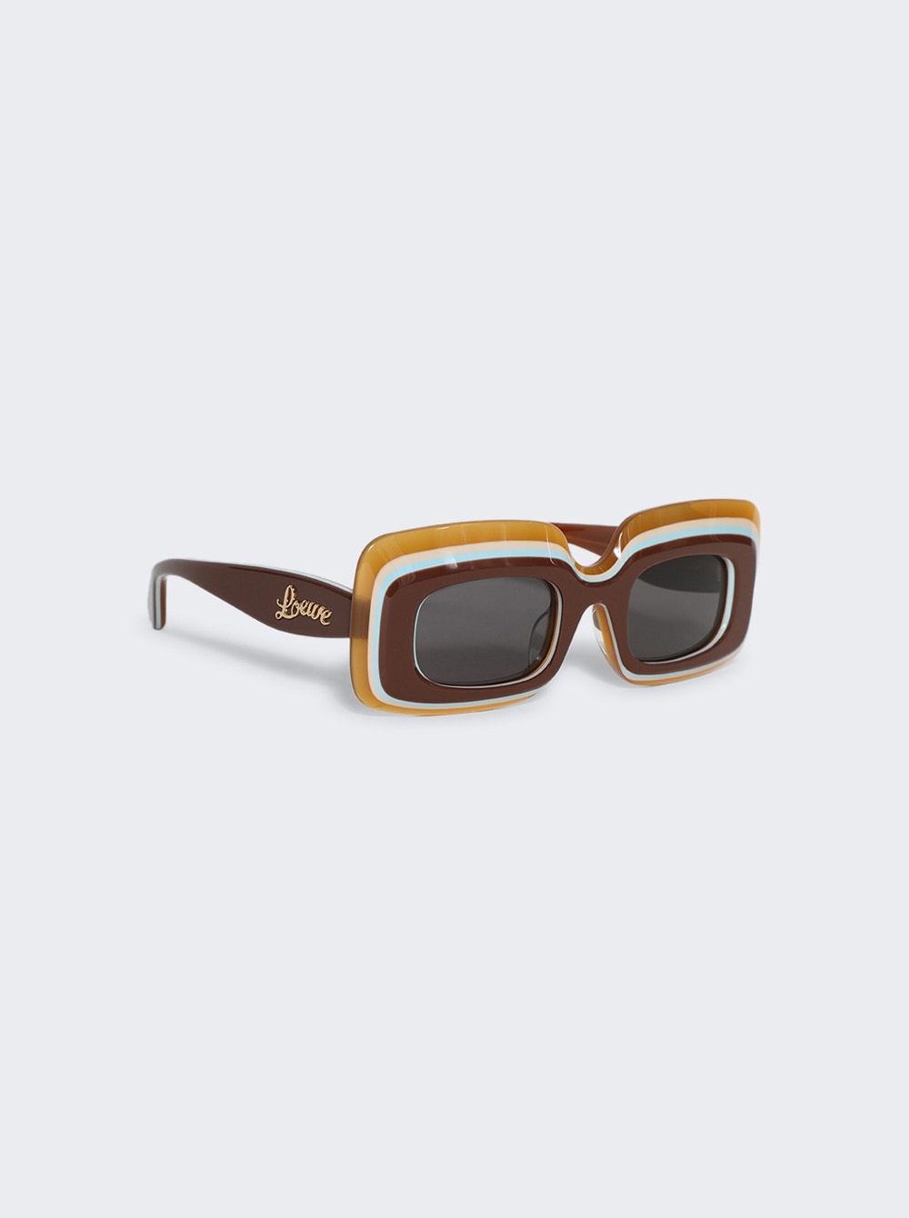 Loewe Multilayer Rectangular Sunglasses Brown | thewebster