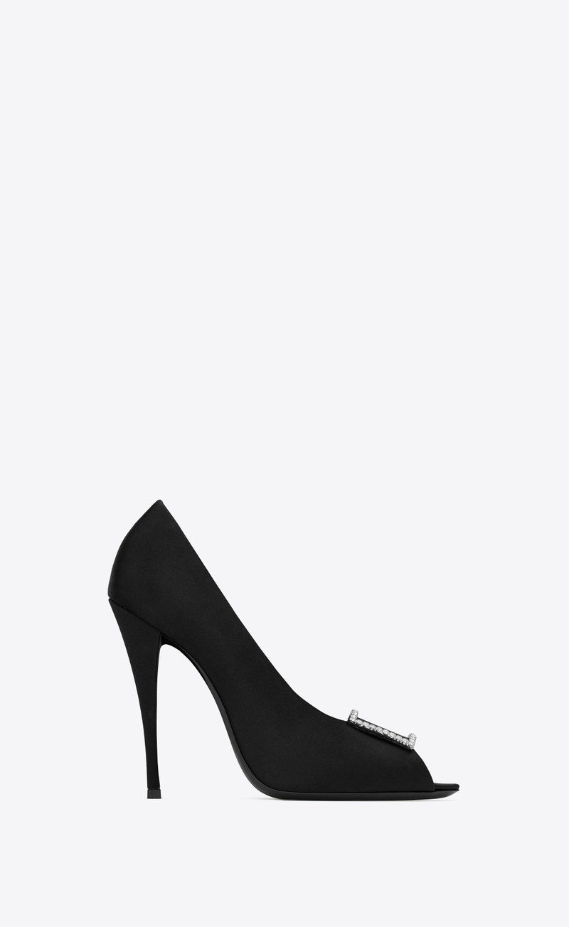 peep pumps in satin crepe 1