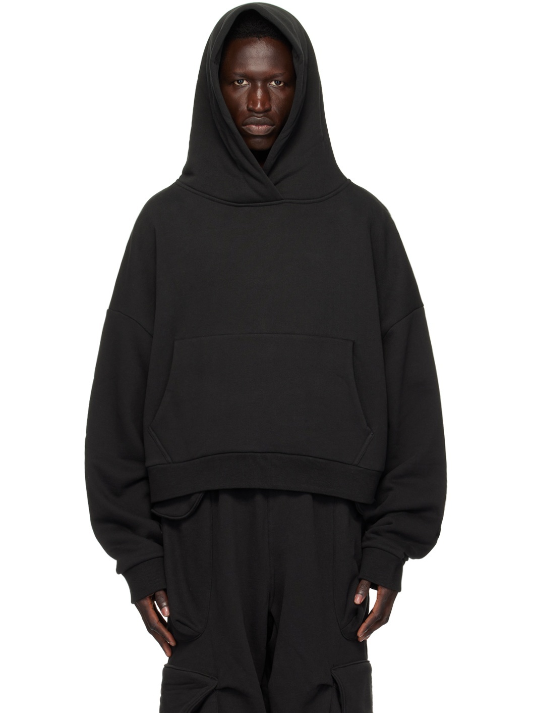 entire studios Black Heavy Hoodie - ES2125-SOOT | REVERSIBLE