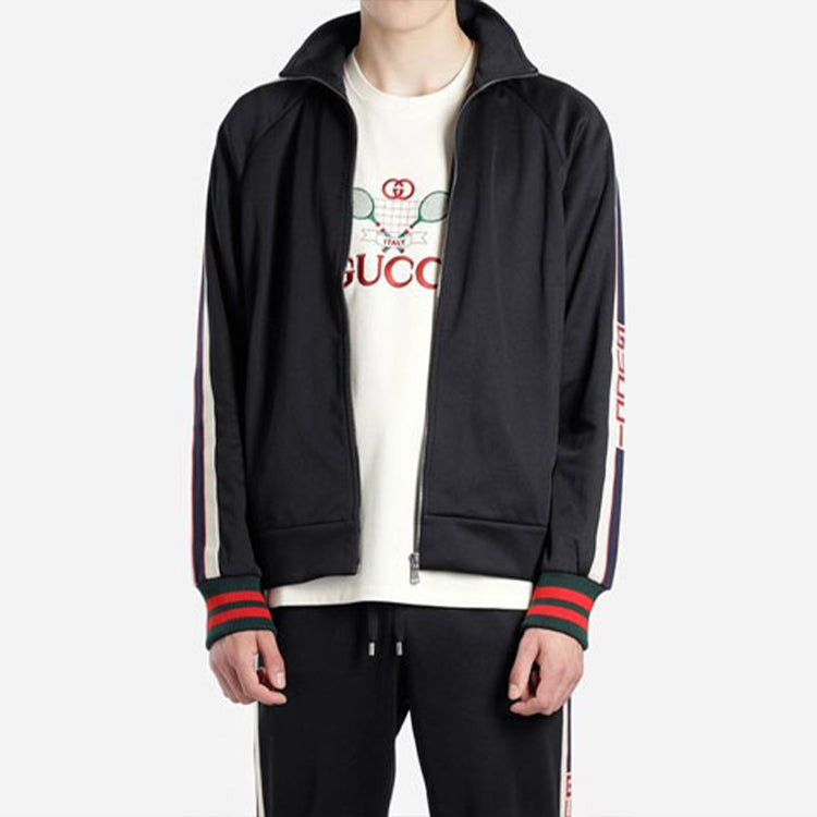 Gucci Technical Jersey Track Jacket Stripe Zipper Classic Black 474634-X5T39-1008 - 7