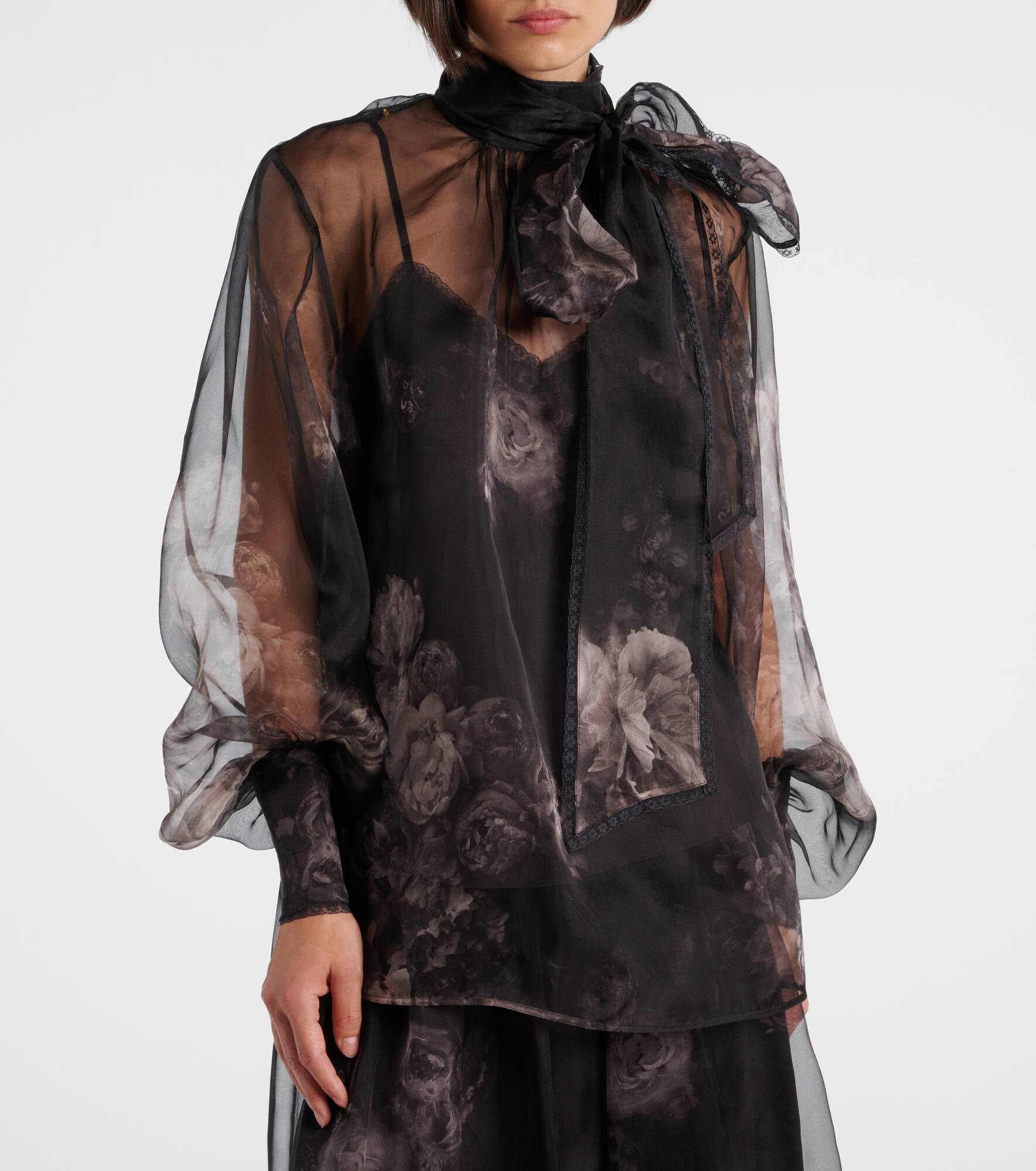 Hypnotic floral silk organza blouse - 6