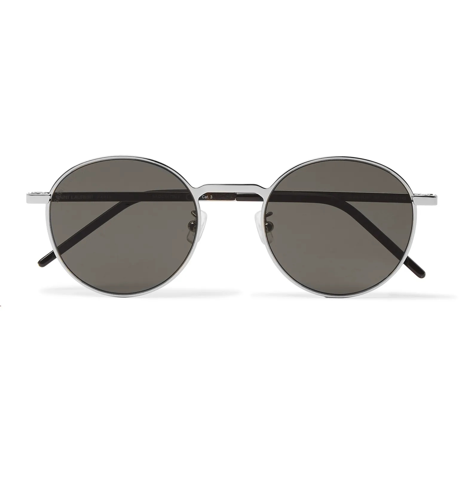 Round-Frame Silver-Tone Metal Sunglasses - 1