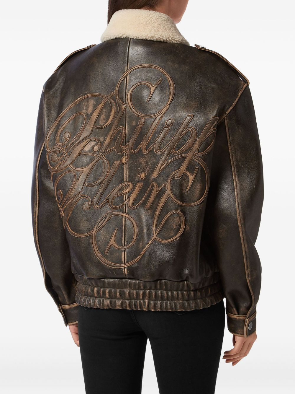 leather aviator bomber jacket - 4