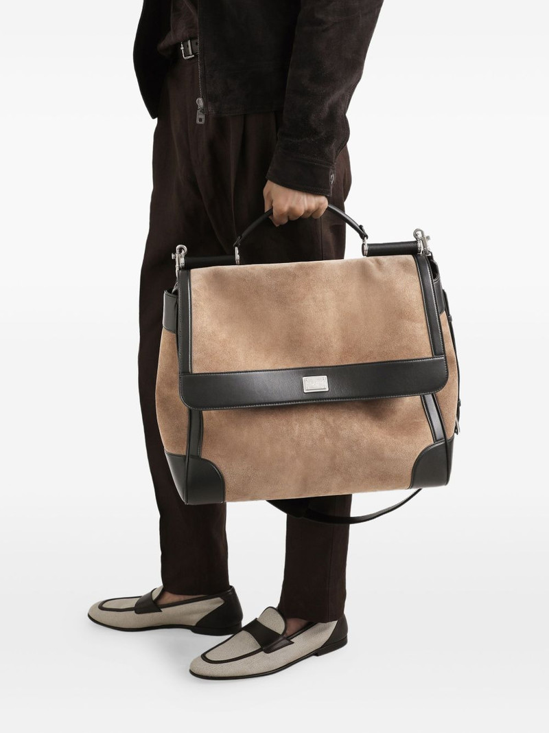 Dolce & Gabbana Sicily suede and leather structured shoulder bag outlook