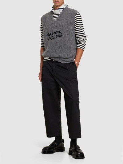 Maison Kitsuné Cropped pleated cotton chino pants outlook