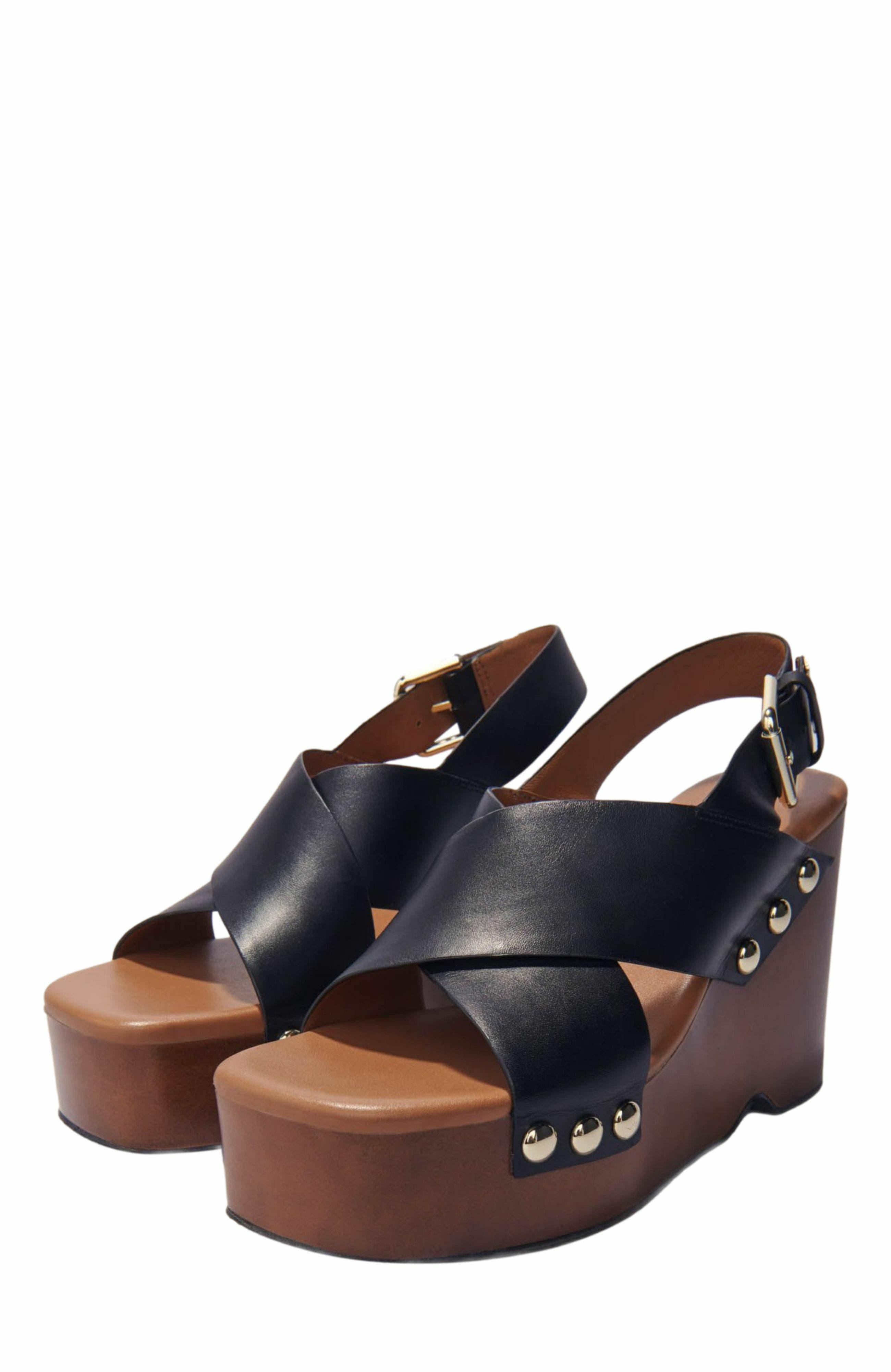 maje Leather platform sandals in Black at Nordstrom - 2