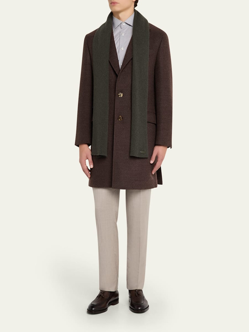 Brioni Men's Cashmere Rib Leather-Label Scarf outlook