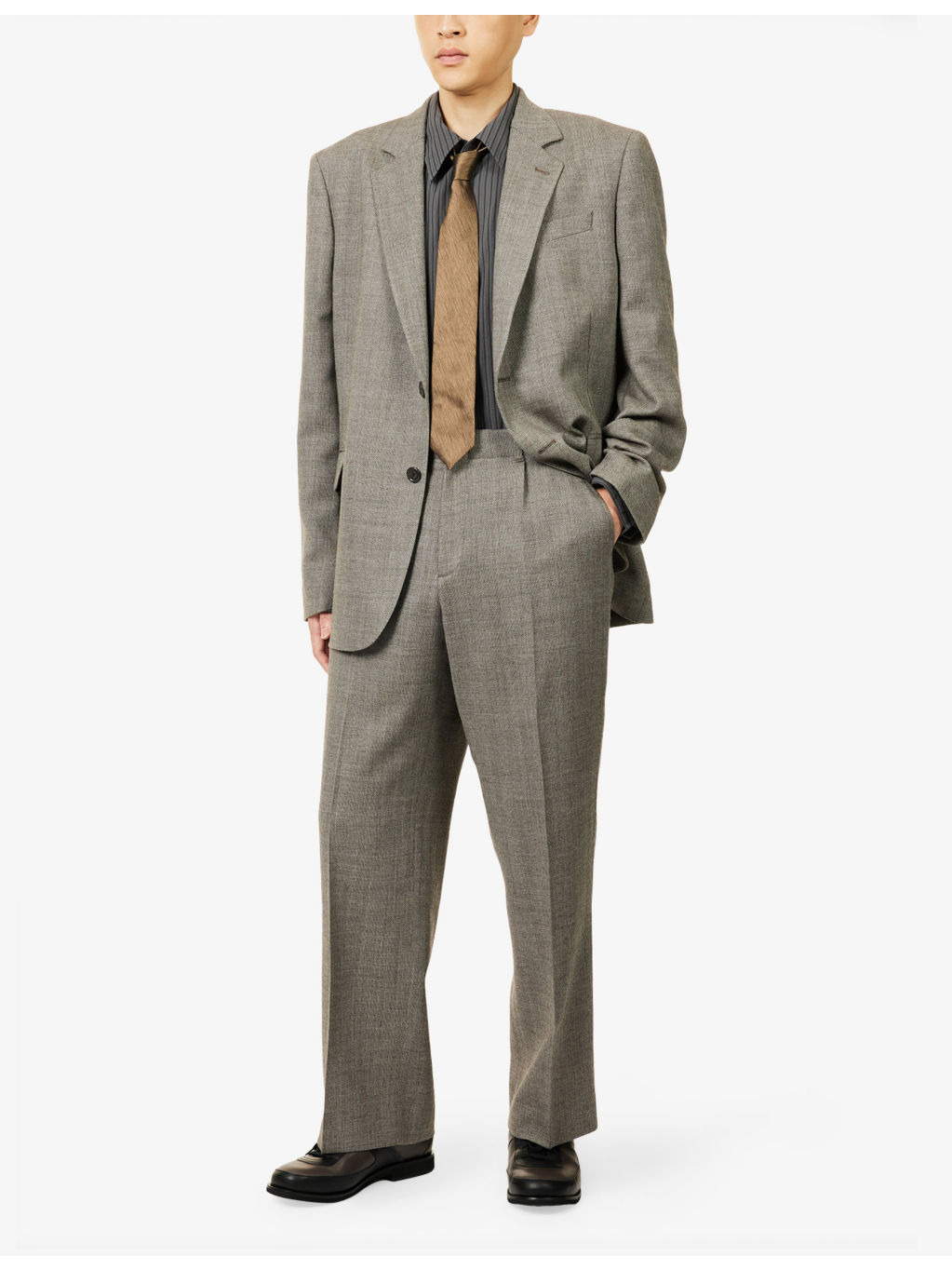 Borrowed Wide Tapered-Leg Wool Chino Trousers - 2