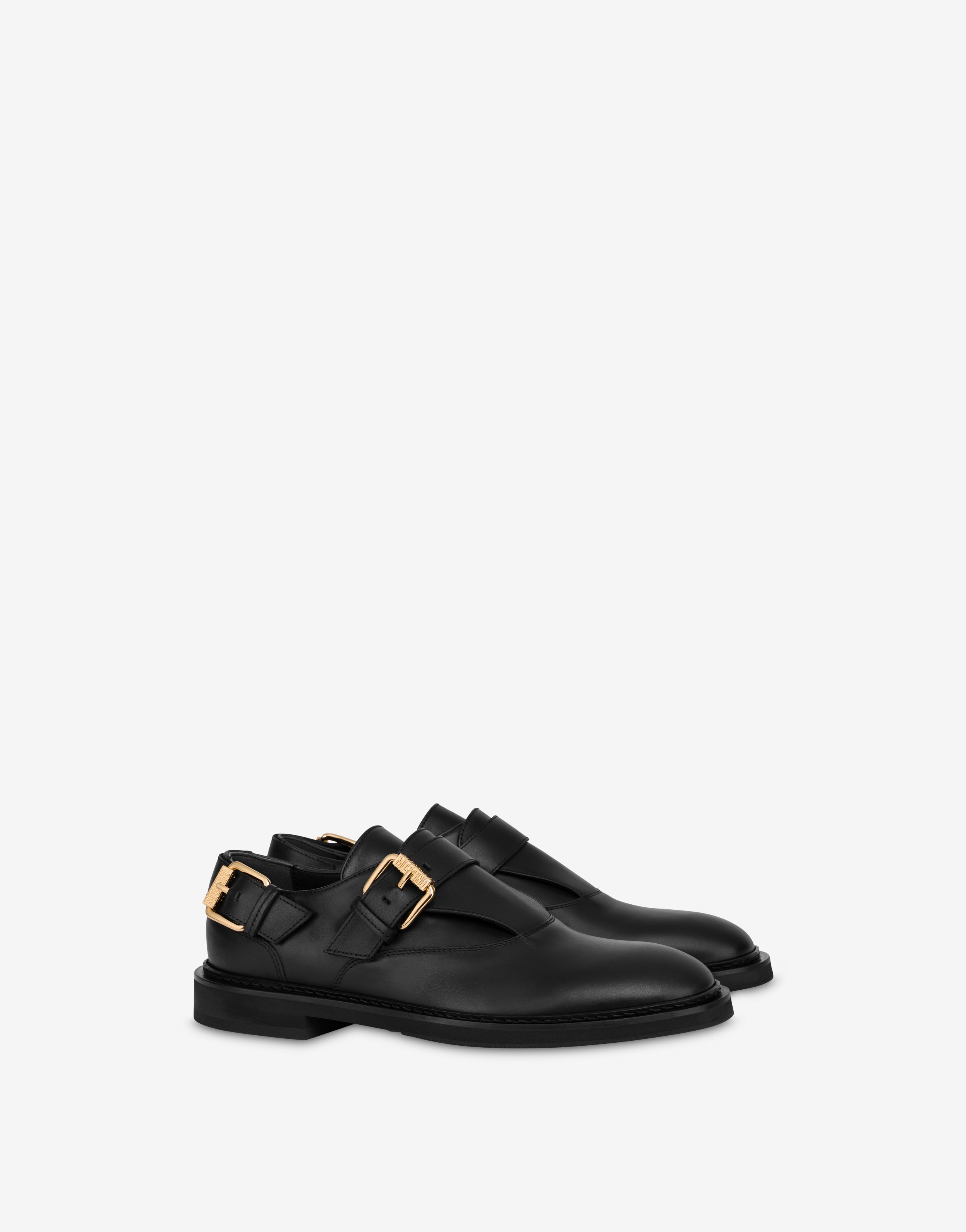 DOUBLE BUCKLE CALFSKIN LOAFERS - 1