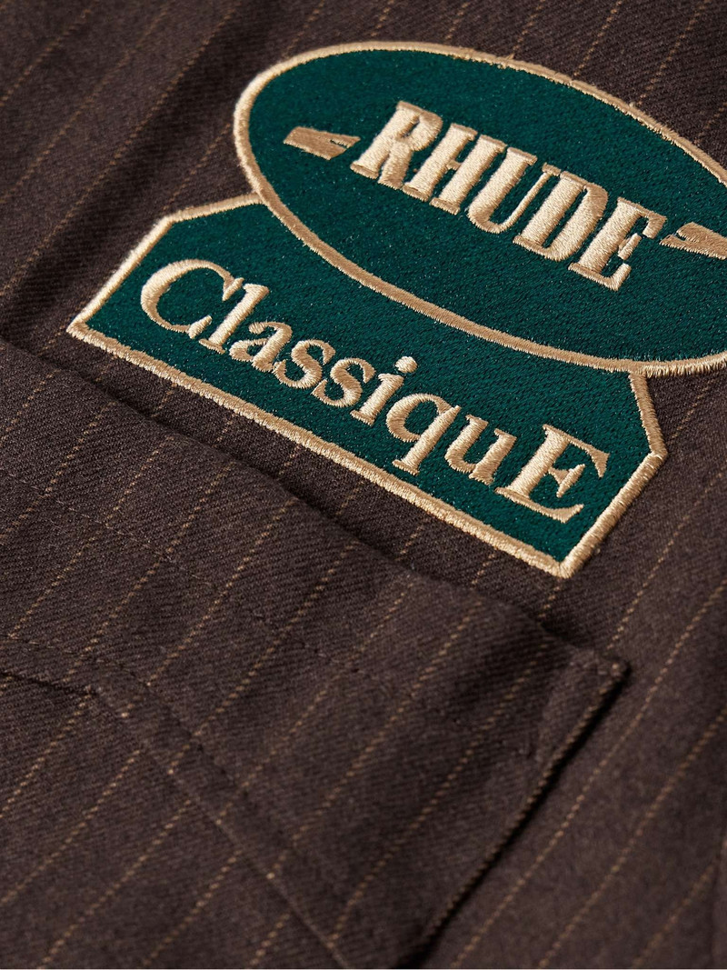 Appliquéd Cotton Poplin-Trimmed Striped Brushed-Flannel Shirt 4