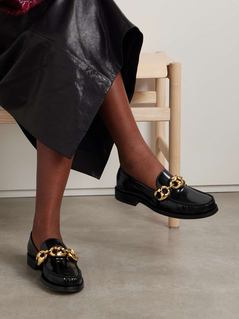 GUCCI Marina embellished glossed-leather loafers outlook