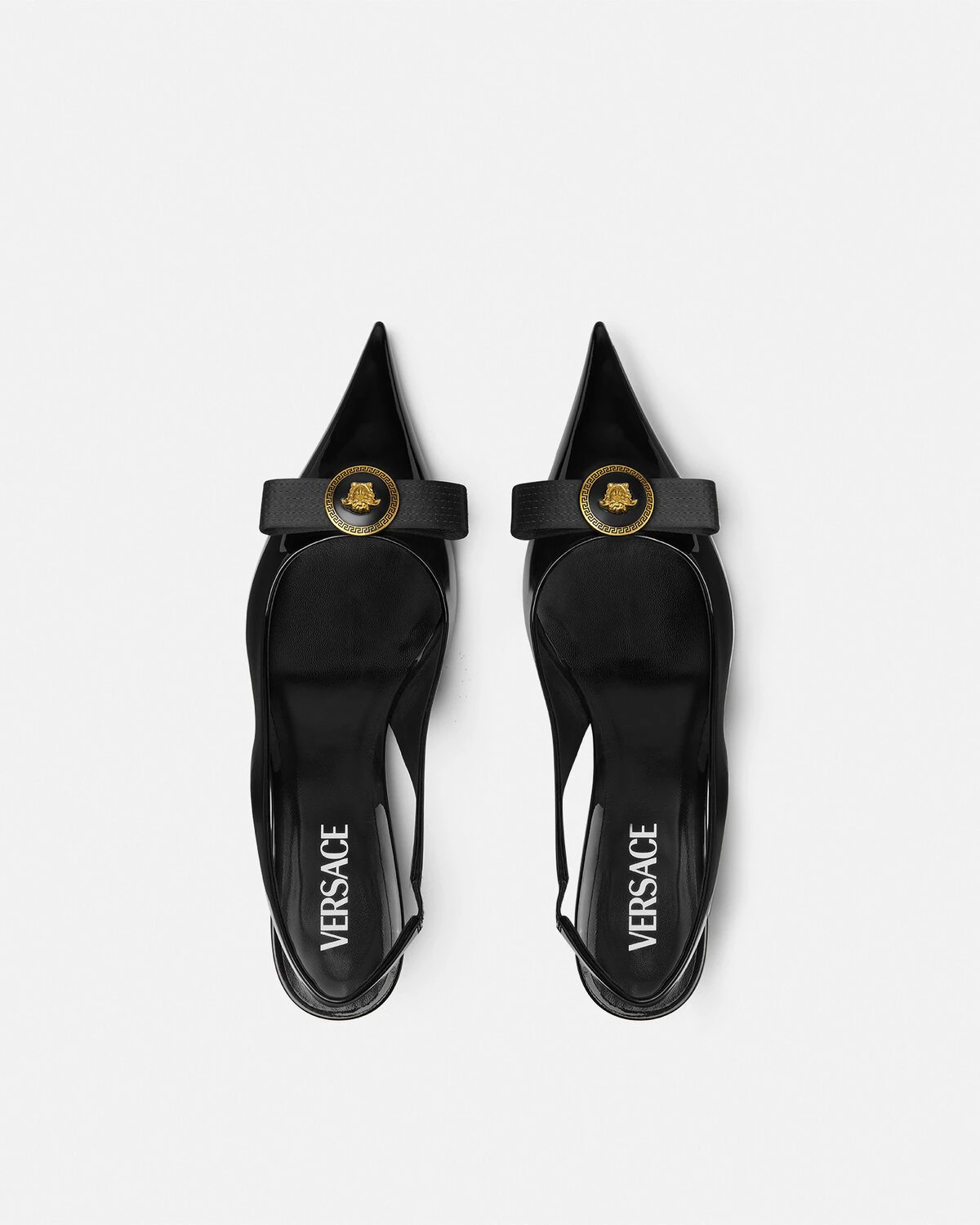 Gianni Ribbon Patent Slingback Pumps 45 mm - 4