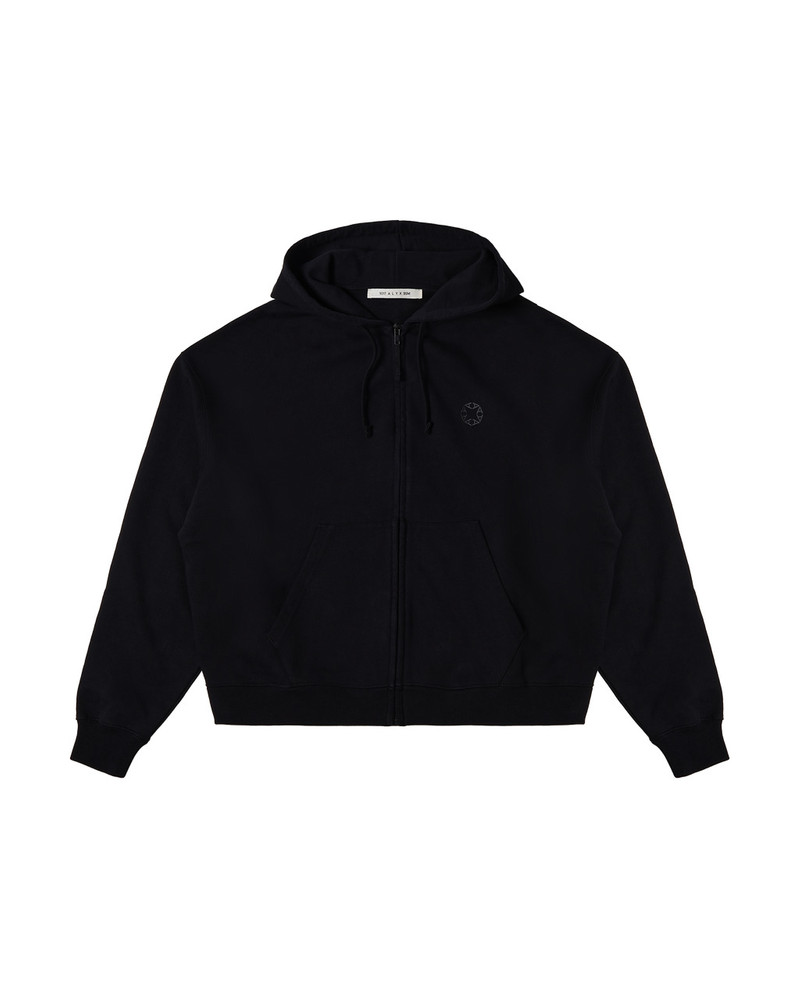 BLACK BOXY ZIP-UP HOODIE 1