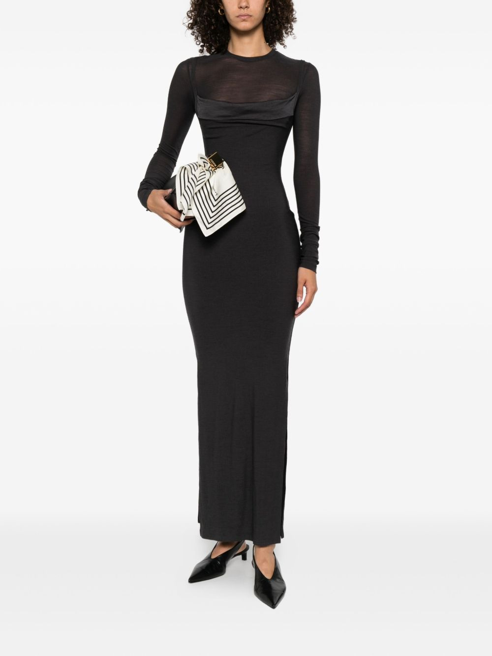 cowl-neck side-split maxi dress - 2
