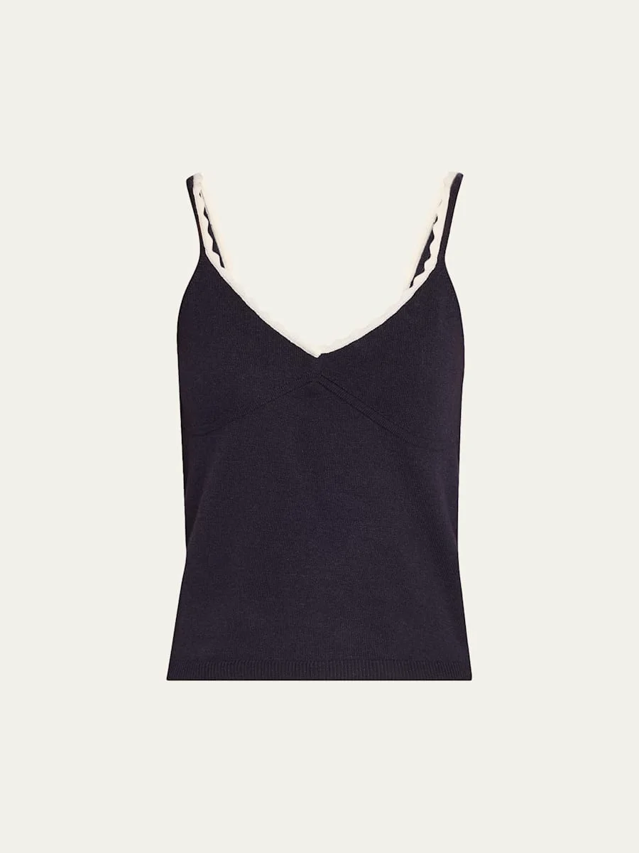 Loa Scallop-Trim Knit Tank Top - 1