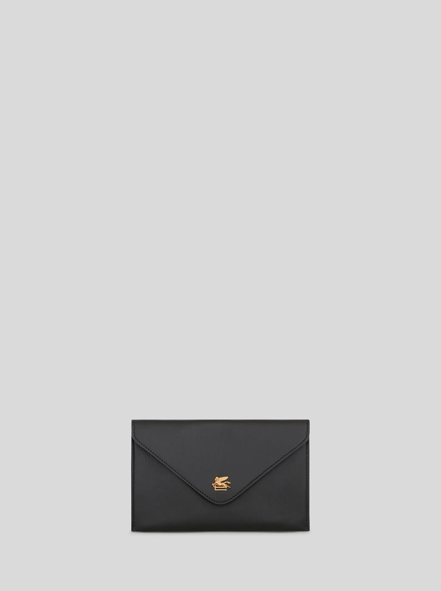 LEATHER CLUTCH BAG WITH PEGASO - 1