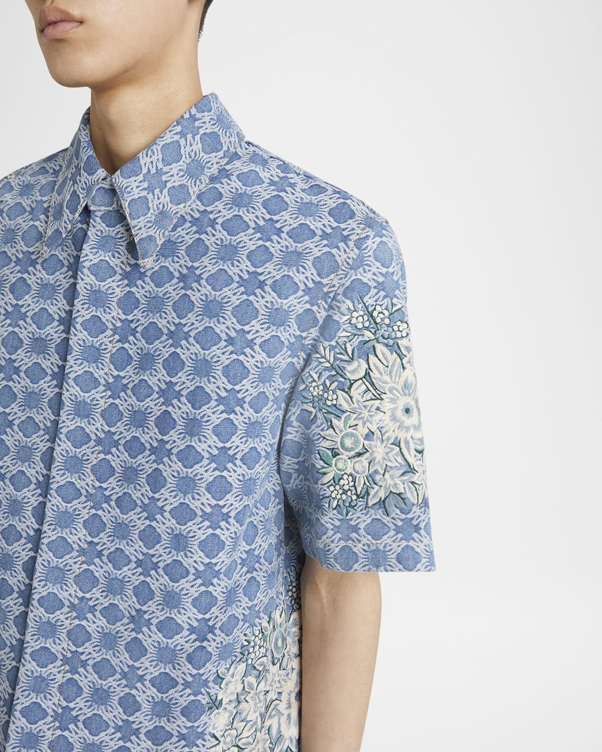 Men's Floral Embroidered Sport Shirt - 5