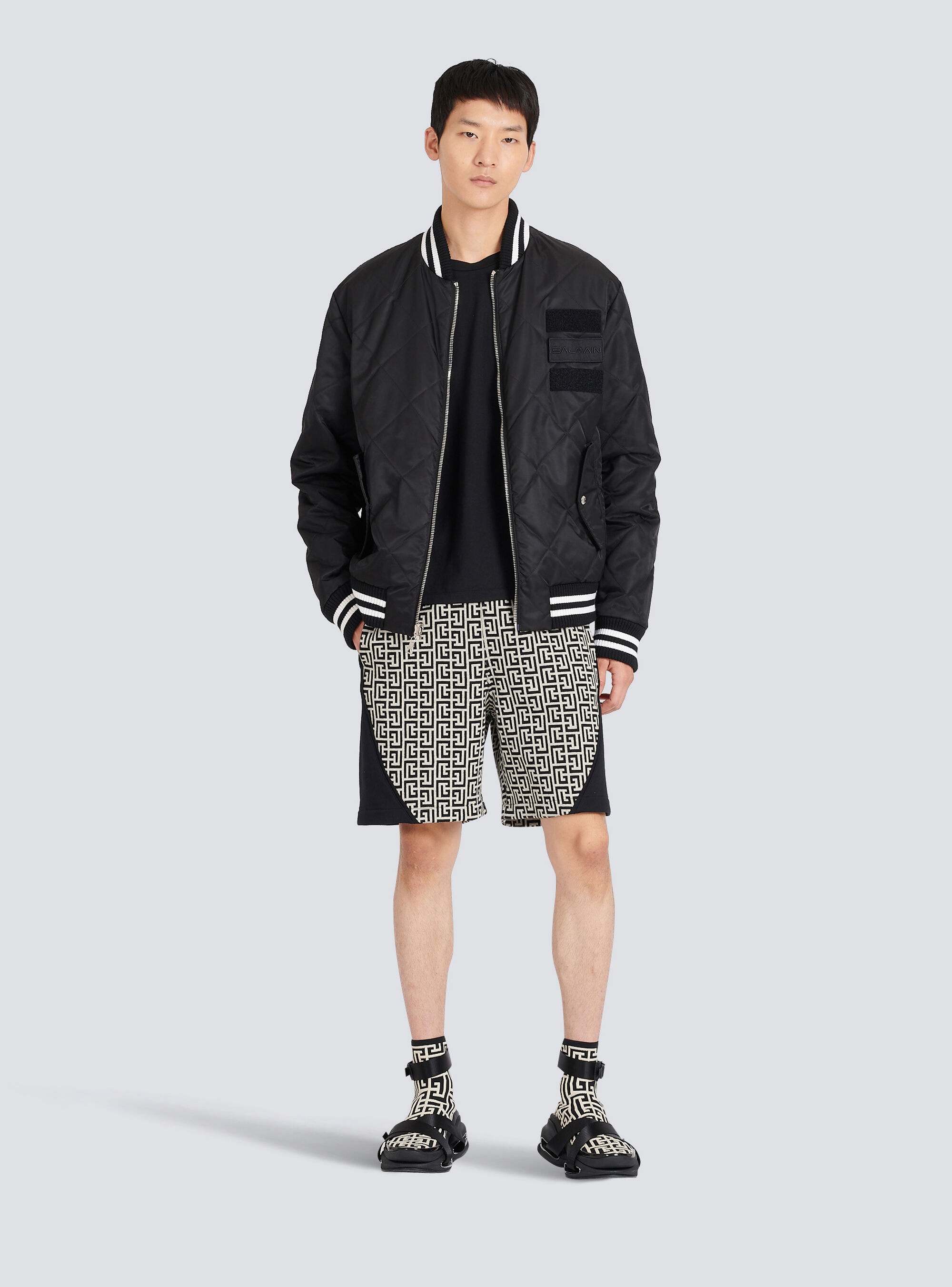 Reversible nylon bomber jacket with maxi monogram - 2