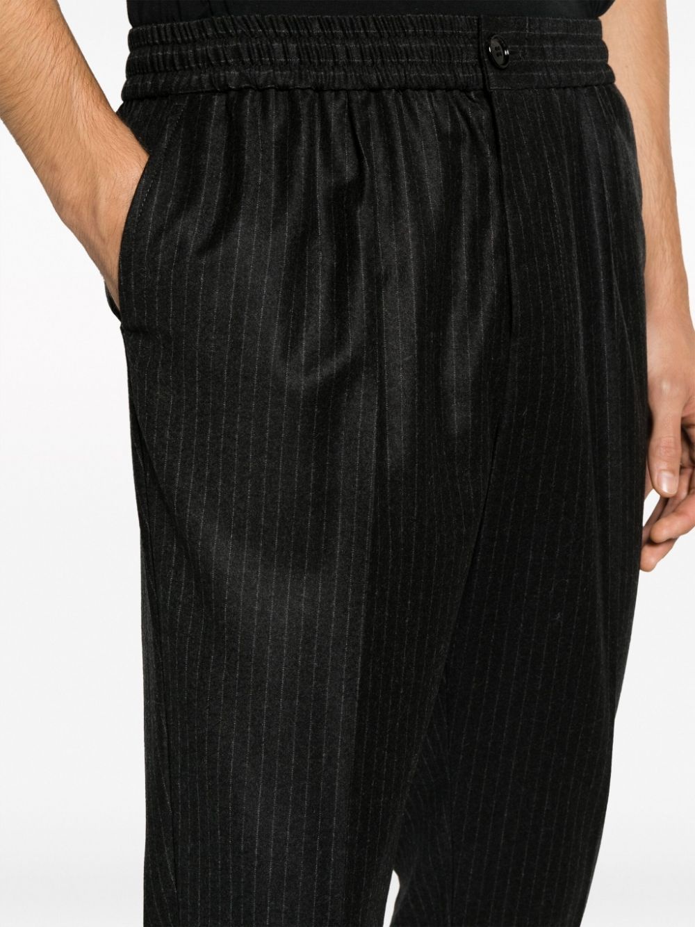 pinstripe cropped wool trousers - 5