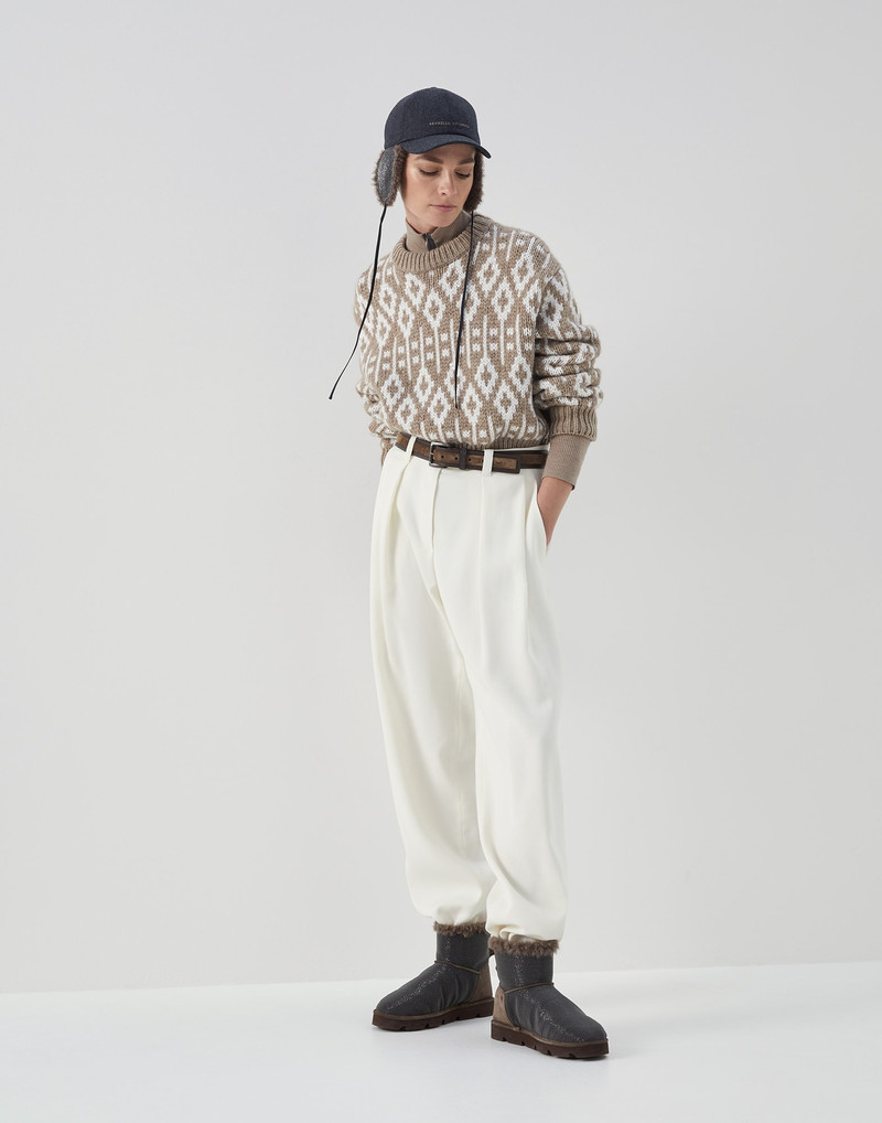 Dazzling Vintage Jacquard sweater in cashmere feather yarn 5