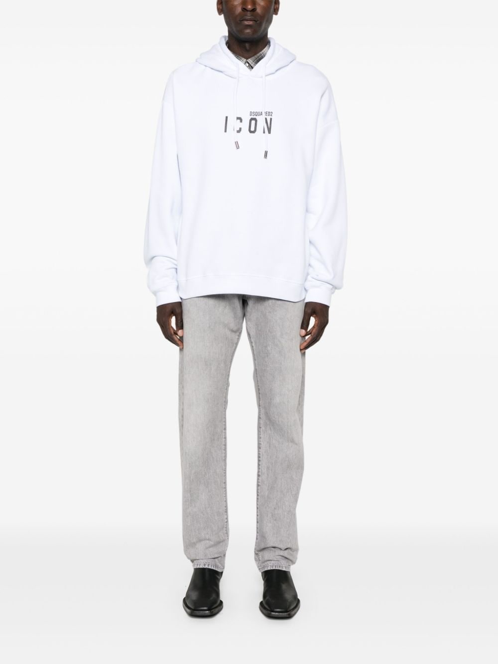 Icon-print cotton hoodie - 2