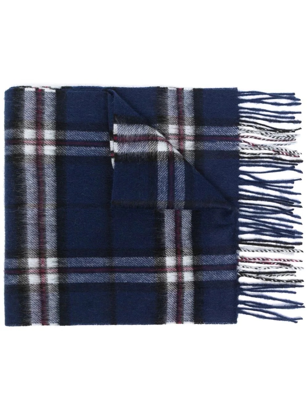 tartan-print knitted scarf - 1