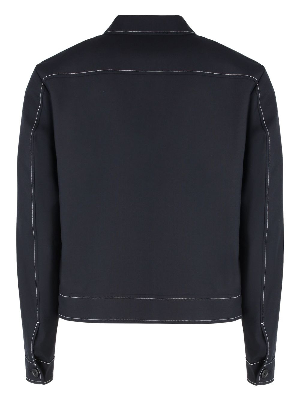flap-pocket contrast-stitching jacket - 2