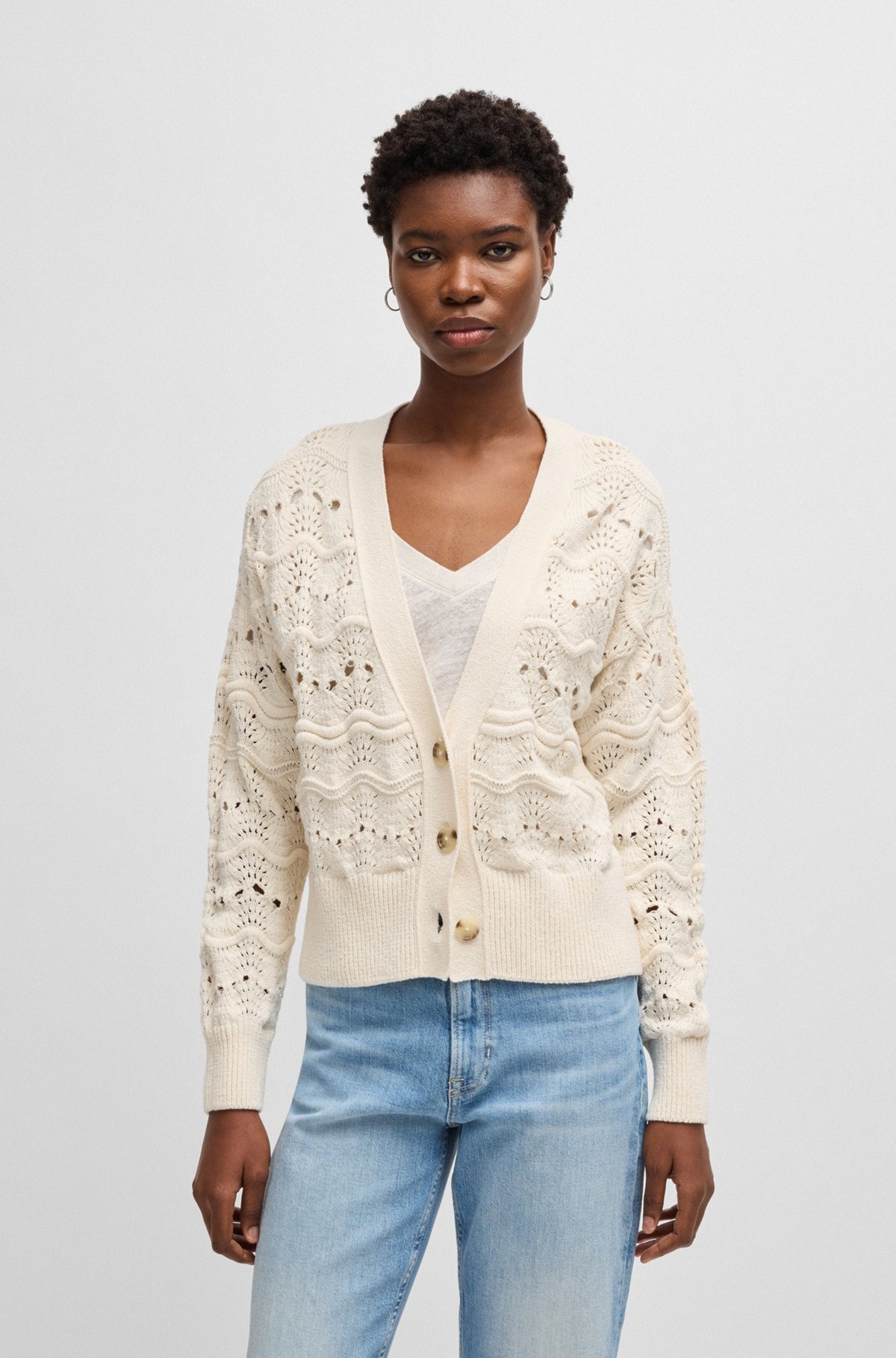 OPEN-KNIT CARDIGAN IN A COTTON BLEND - 2