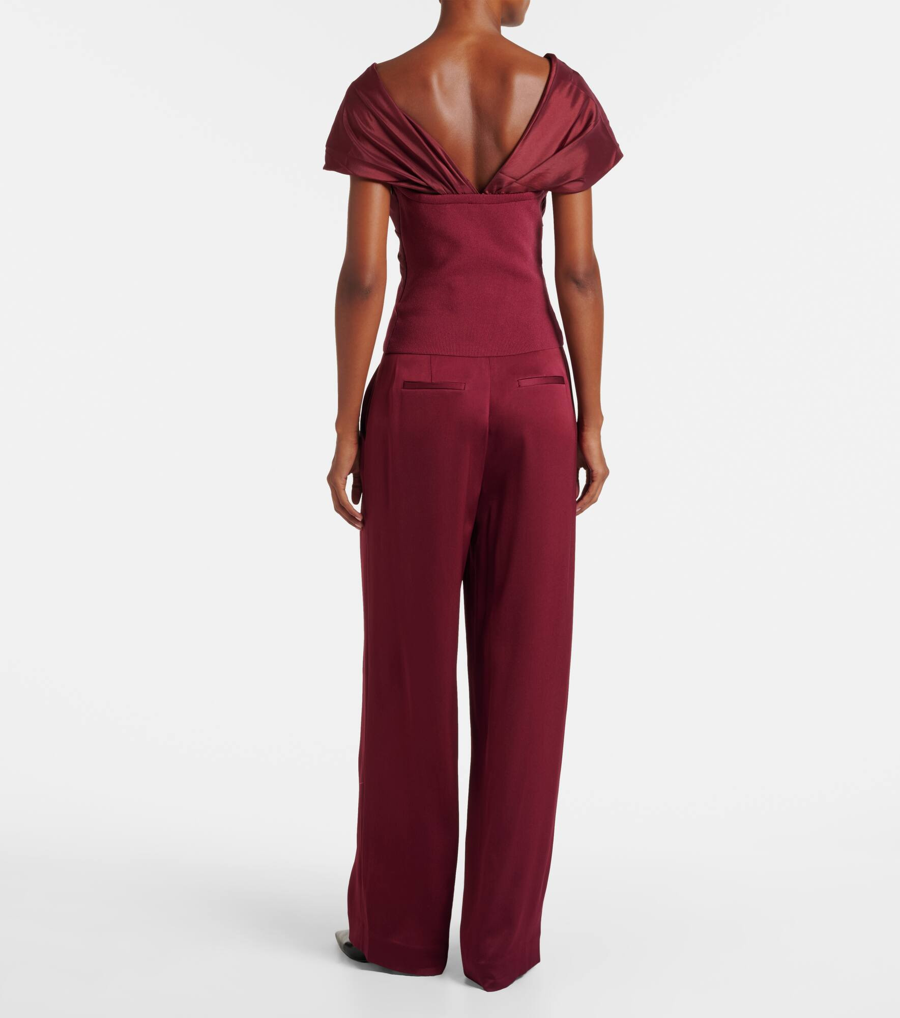 Celiana organza-trimmed knitted top - 3