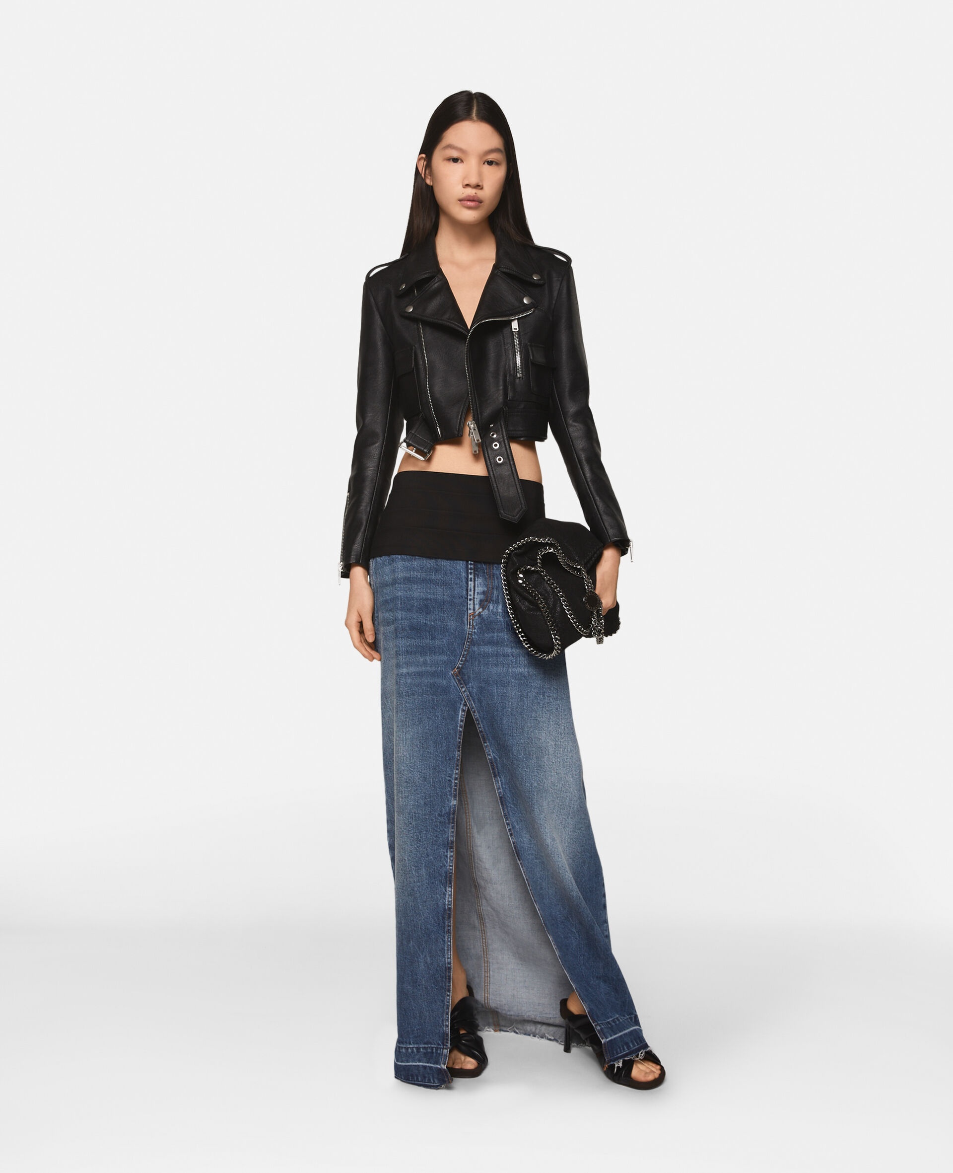 Tuxedo-Inspired Denim Midi-Skirt - 2