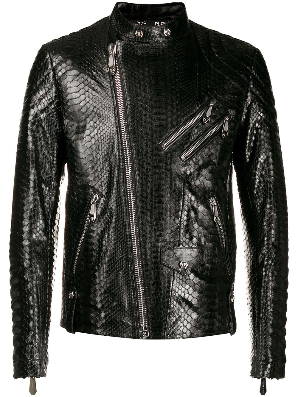 snake-effect biker jacket - 1