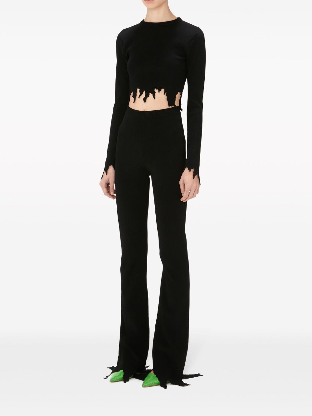 laser-cut fine-ribbed jumper - 2