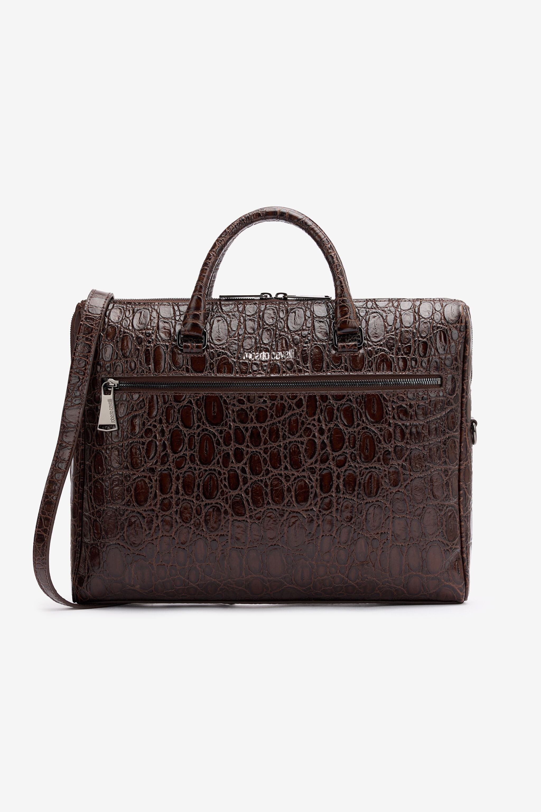 Crocodile-Print Document Bag - 1
