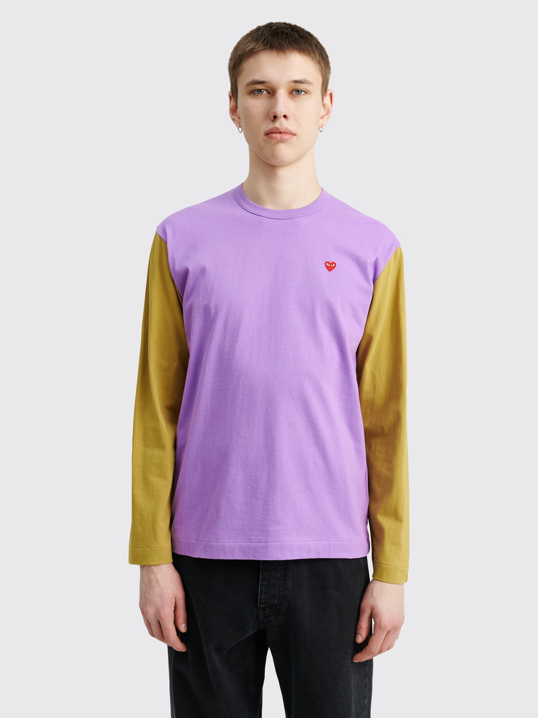 COMME DES GARÇONS PLAY MINI HEART LS T-SHIRT PURPLE / OLIVE - 2