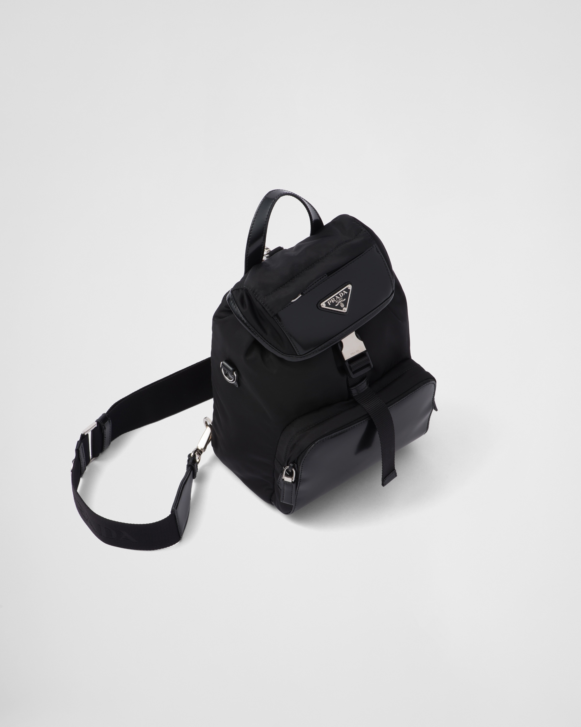 Re-Nylon and brushed leather backpack - 3