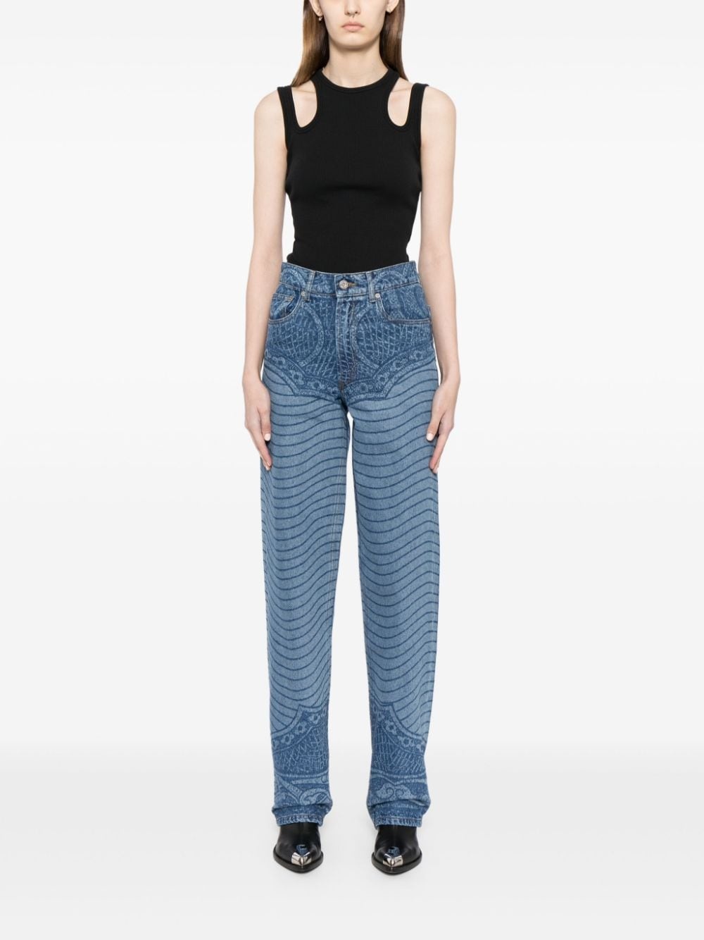 laser-print straight-leg jeans - 2