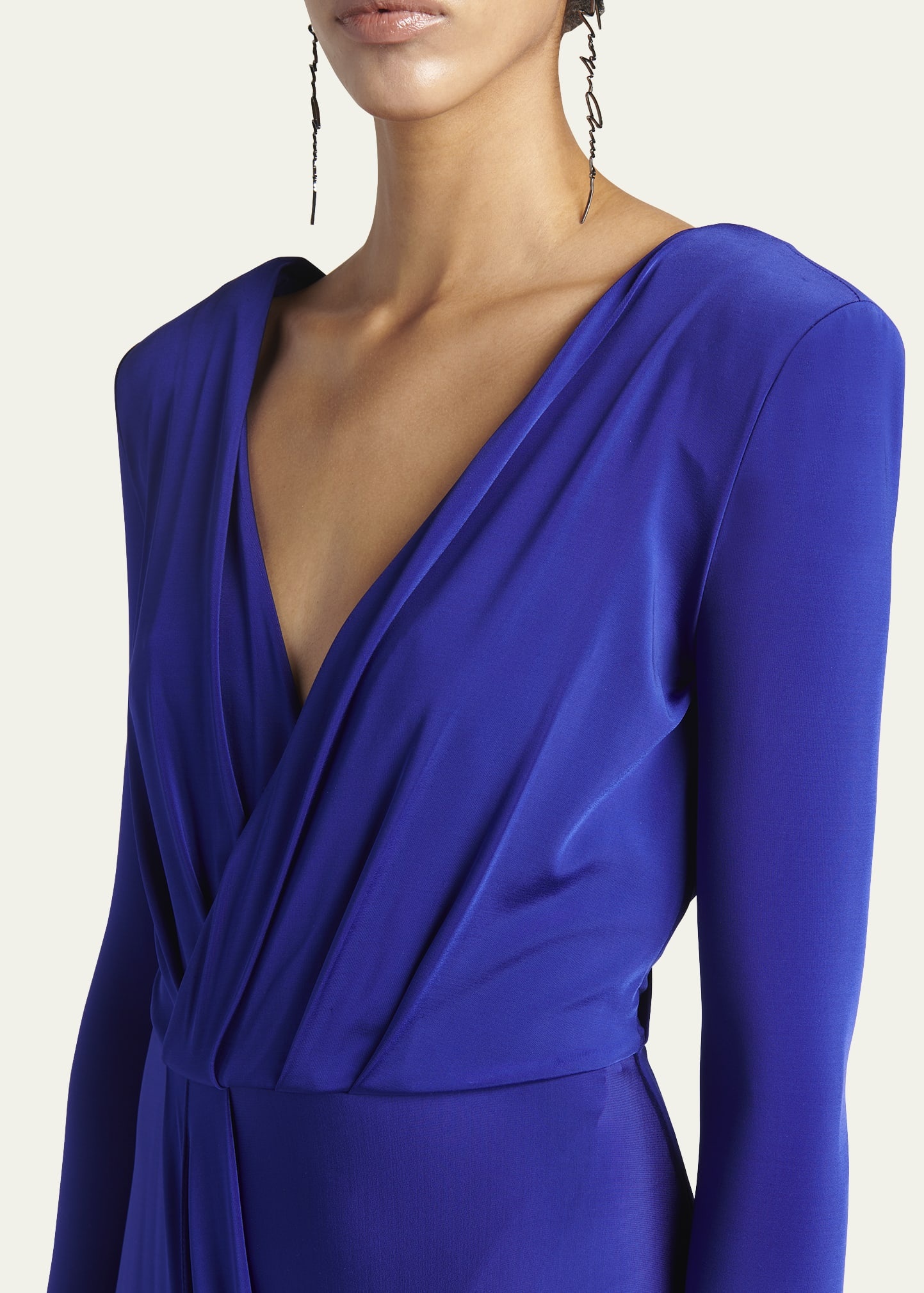 V-Neck Draped Jersey Maxi Dress - 5