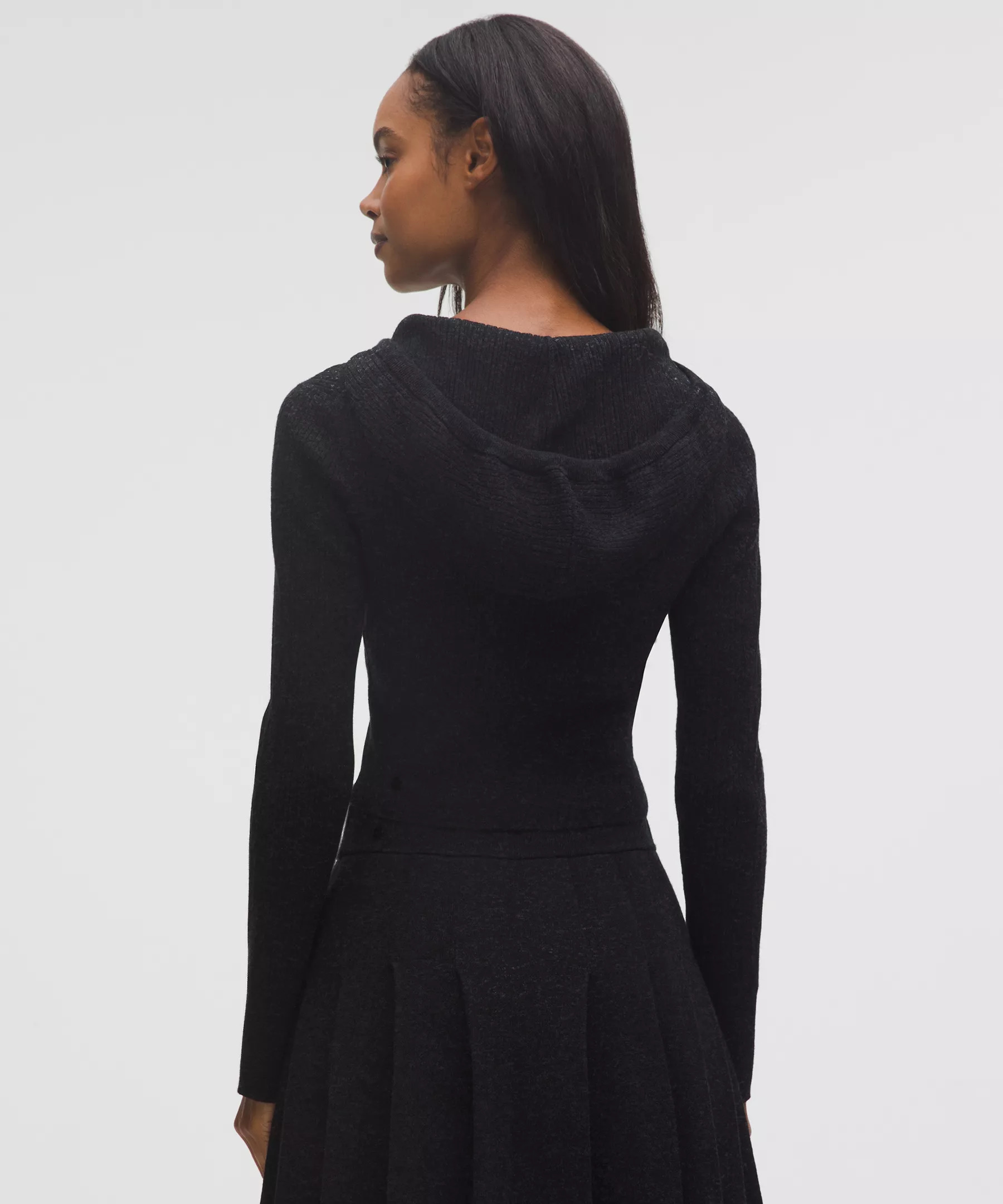 Micro Cable Merino Wool Hooded Cardigan - 3