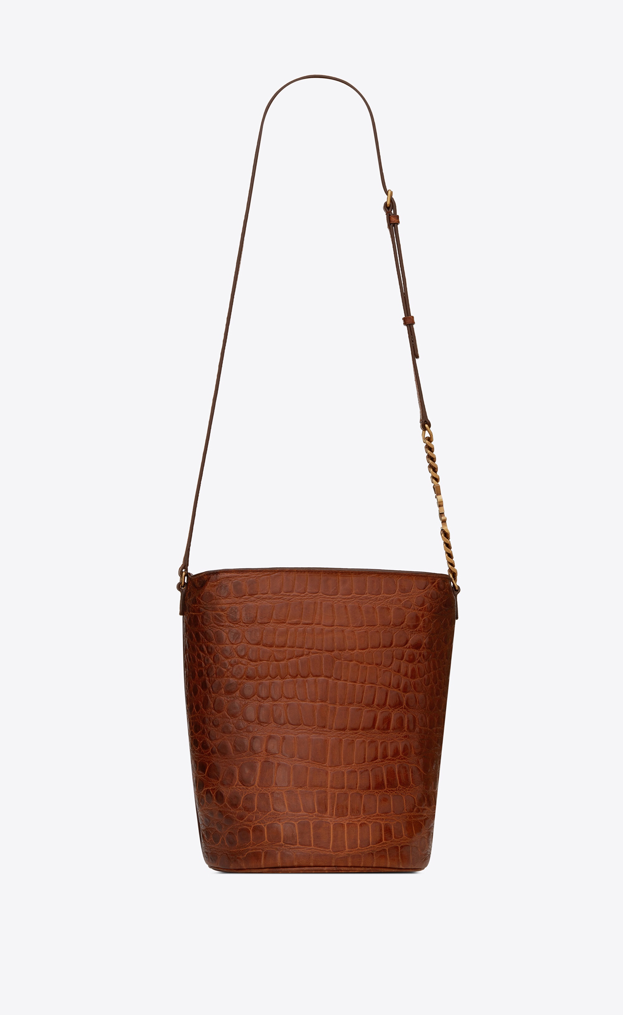 vintage bucket bag in lacquered crocodile-embossed leather - 2