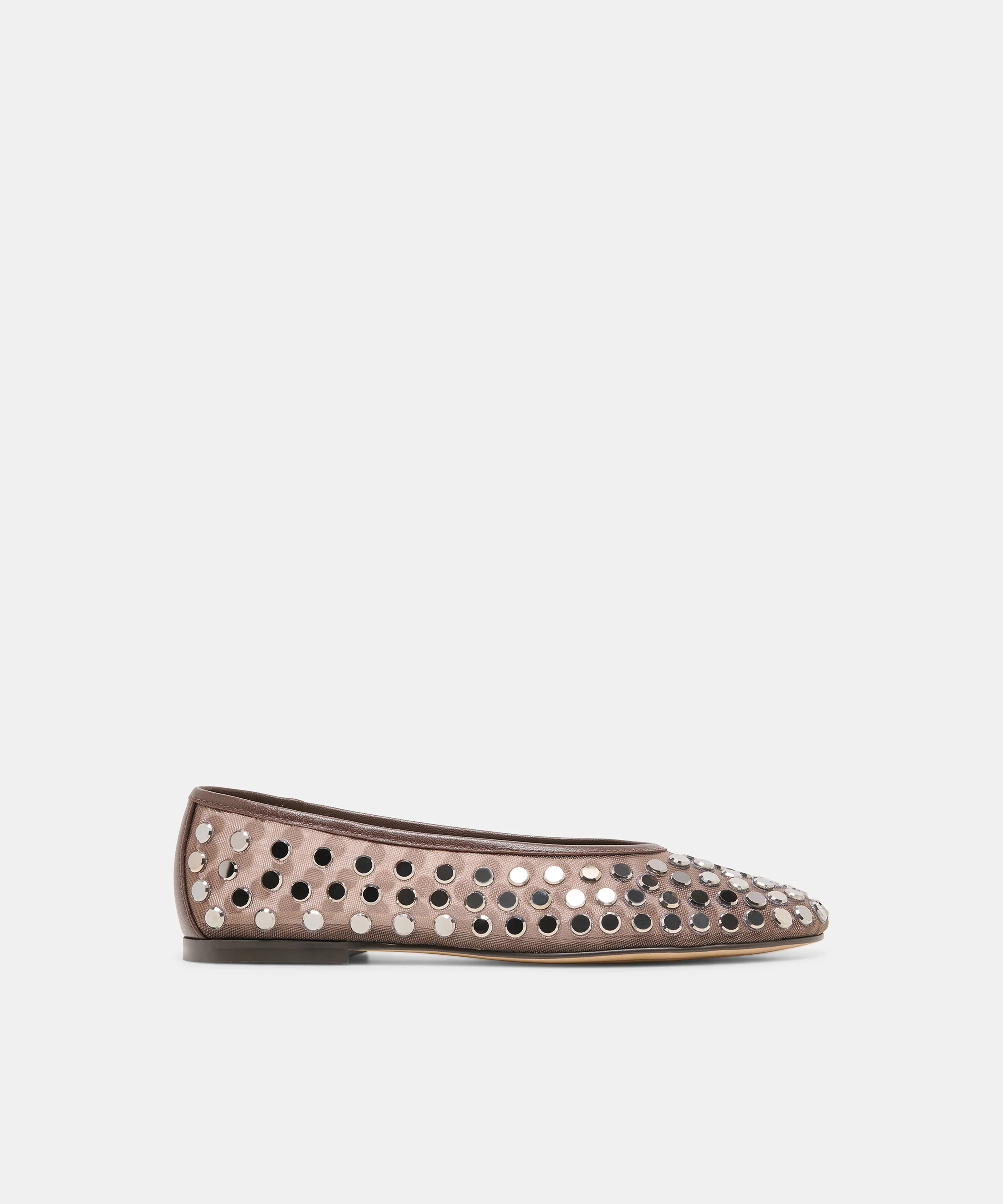 CALIA STUD BALLET FLATS DK BROWN MESH - 1