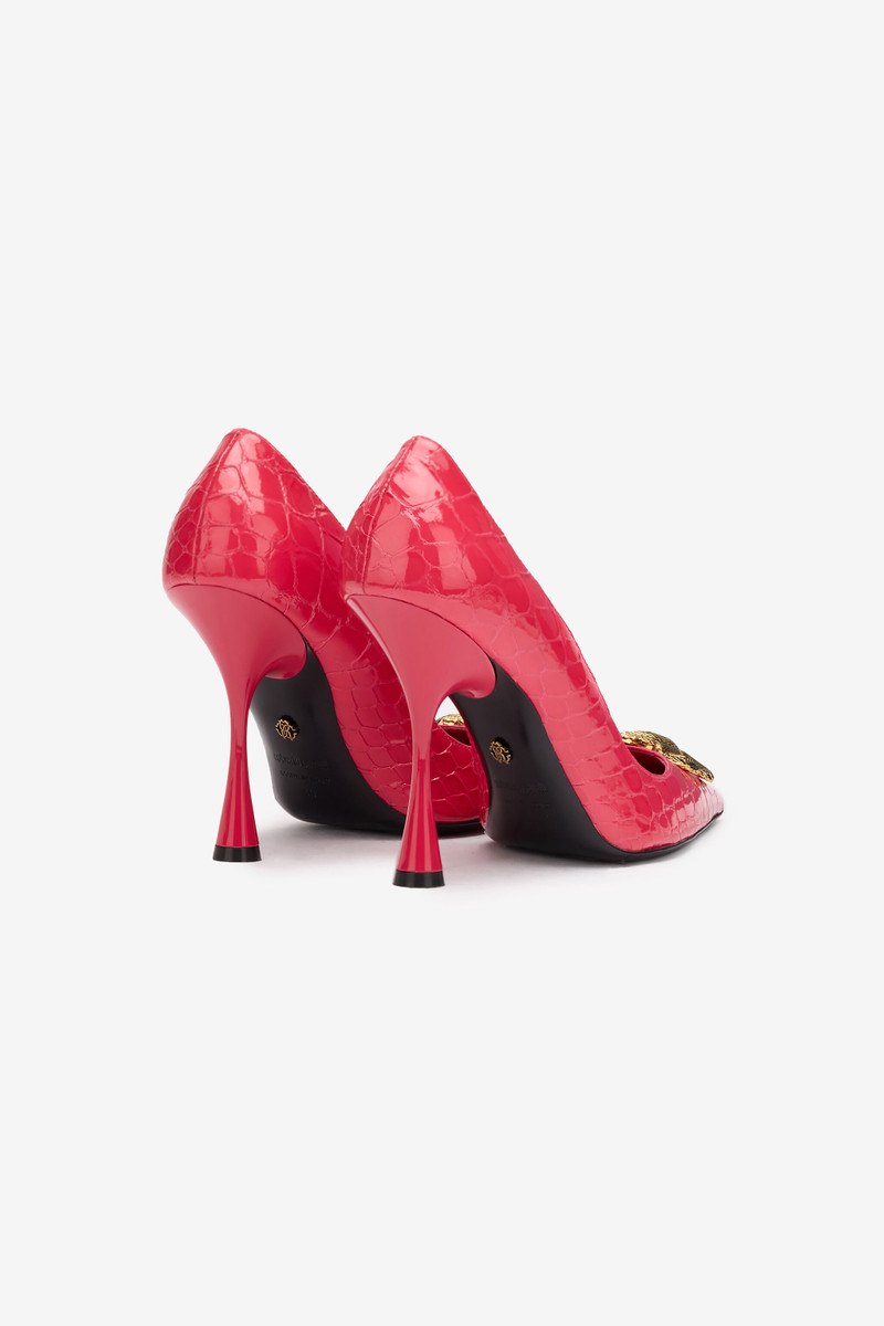 Roberto Cavalli Crocodile-Effect Pumps With Mirror Snake Monogram outlook