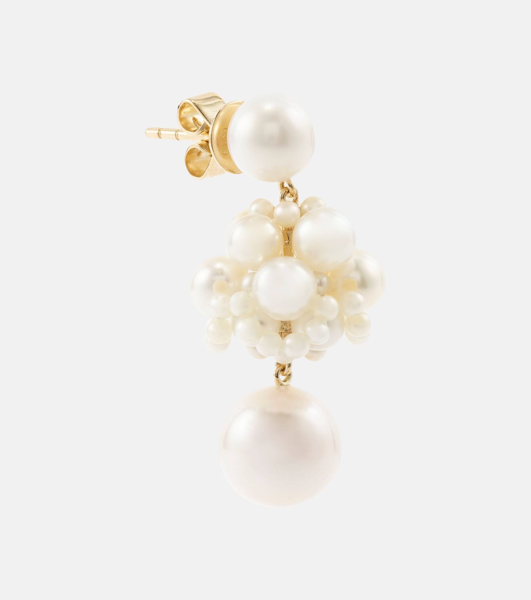 Dora Perle 14kt gold drop earrings with pearls - 4