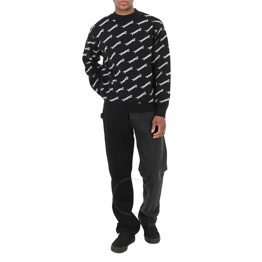 Ambush Men's Black All-Over Logo Crew Knit Sweater - 6