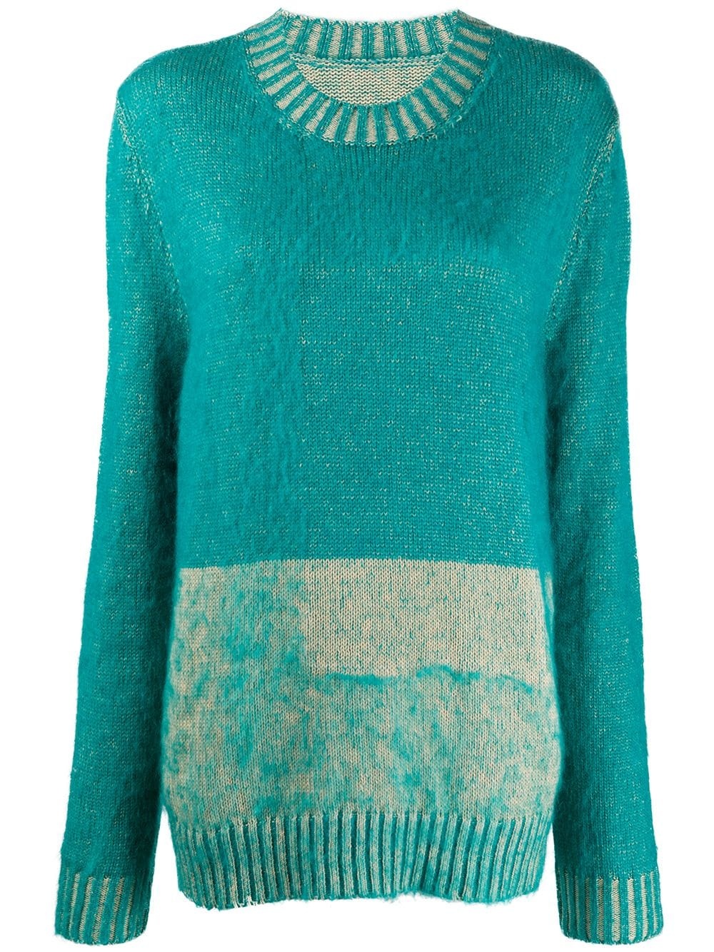 two-tone knitted jumper - 1