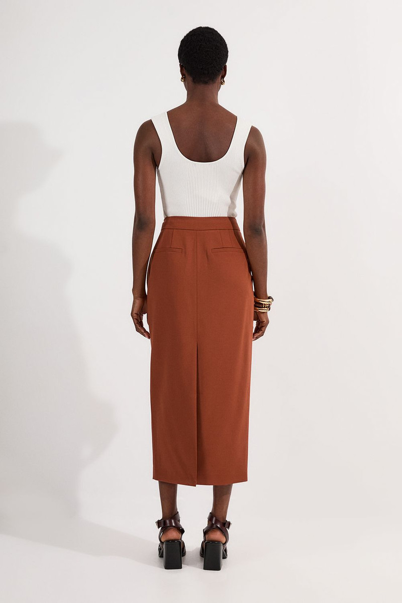 Tailored Twill Essential Pencil Maxi Skirt 3