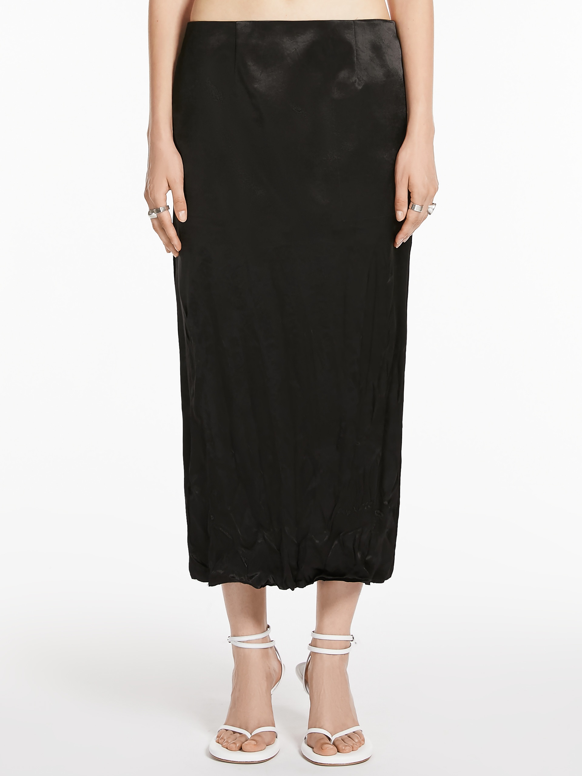 VALETTE Crinkle-look calf-length skirt - 3