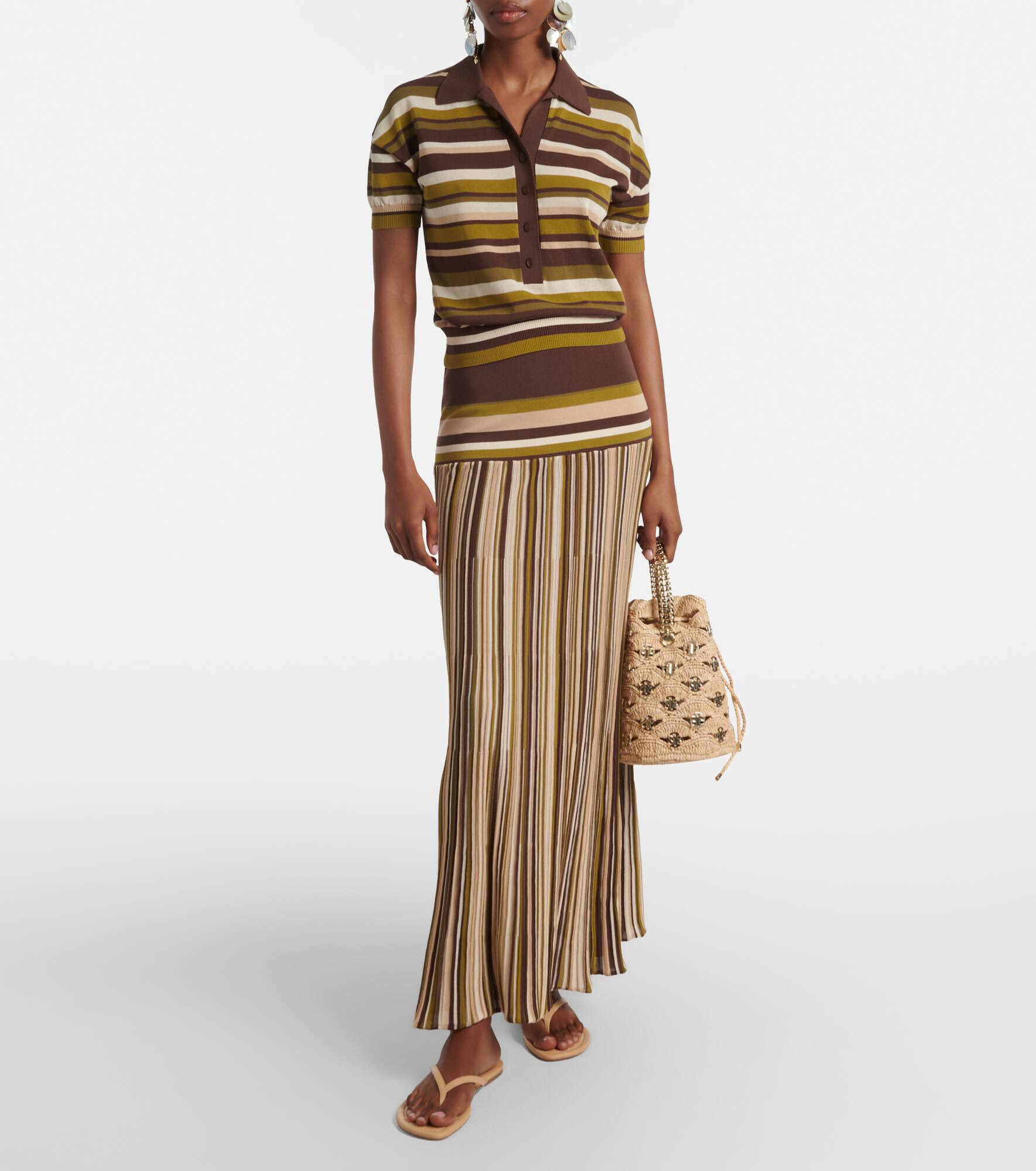 Citara plissé cotton-blend maxi skirt - 2