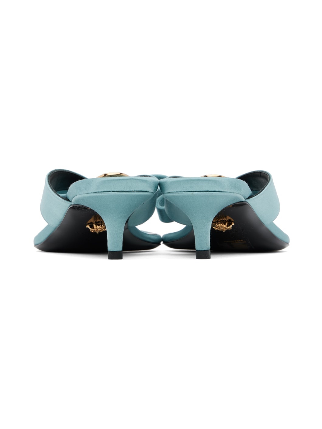 Blue Gianni Ribbon Low Satin Mules - 2