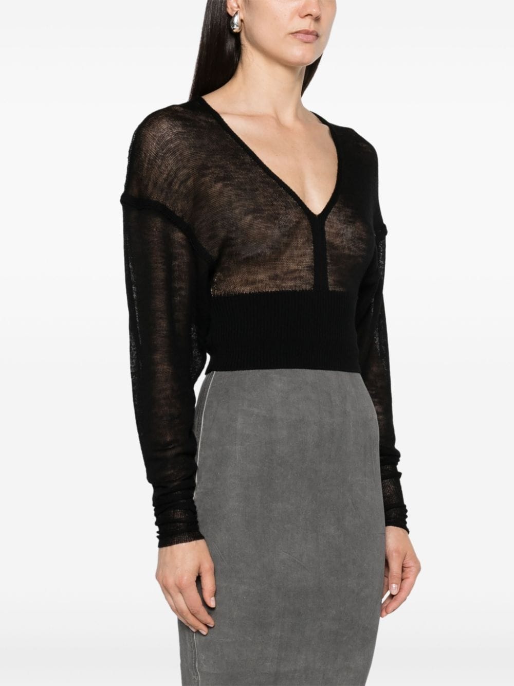 virgin wool cropped jumper - 3