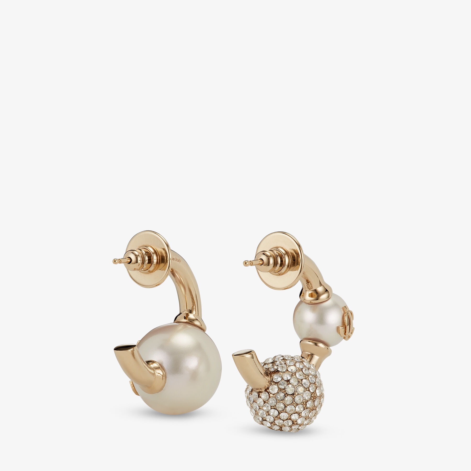 Pearl Crystal Hoops
Gold-Finish Metal Hoop Earrings with Pearls and Crystals - 6
